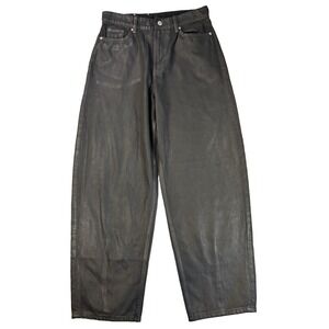 & Denim Women's 4 Barrel Loose Fit High Waist Denim Jeans Black Baggy Y2K 90's